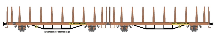 NPE Modellbau NW52204 - TT Rungenwagen-Set Laas Transwaggon, UIC der DBAG; Ep. V-VI